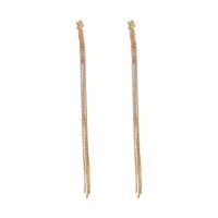 Fashion Fringe Earrings, Brass, gold color plated, for woman & with rhinestone, golden, nickel, lead & cadmium free, Sold By Pair