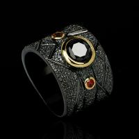 Cubic Zirconia Micro Pave Brass Ring & micro pave cubic zirconia & for woman black nickel lead & cadmium free Sold By PC