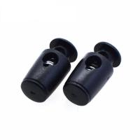 Kunststoff Feder Stopper-Schnalle, DIY, schwarz, 17.50x8.50mm, Bohrung:ca. 3mm, verkauft von PC
