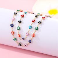 Evil Eye Jewelry Set bracelet & necklace Zinc Alloy Heart gold color plated evil eye pattern & for woman & enamel multi-colored nickel lead & cadmium free Sold By PC