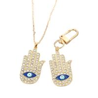 Evil Eye Jewelry Necklace Zinc Alloy Hand gold color plated evil eye pattern & enamel & with rhinestone nickel lead & cadmium free Sold By Bag