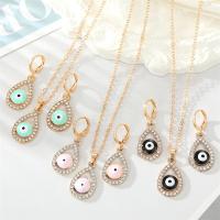 Evil Eye Jewelry Set, earring & necklace, Tibetan Style, Teardrop, gold color plated, evil eye pattern & different styles for choice & enamel & with rhinestone, more colors for choice, nickel, lead & cadmium free, Sold By PC