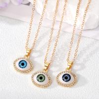 Evil Eye Jewelry Necklace Zinc Alloy with Resin with 5cm extender chain gold color plated for woman & with rhinestone nickel lead & cadmium free Length 50 cm Sold By Bag