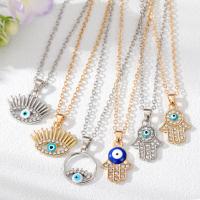 Evil Eye Jewelry Necklace, Tibetan Style, with 5cm extender chain, plated, evil eye pattern & different styles for choice & for woman & enamel & with rhinestone, more colors for choice, nickel, lead & cadmium free, Length:50 cm, 6PCs/Bag, Sold By Bag
