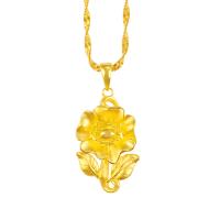 Ожерелья из латуни, Латунь, Форма цветка, плакированный настоящим золотом, ювелирные изделия моды & Женский, Золотой, не содержит никель, свинец, 16x35mm, длина:50 см, продается PC