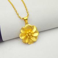 Brass Necklace Flower gold color plated fashion jewelry & for woman golden nickel lead & cadmium free Length Approx 45 cm Sold By PC
