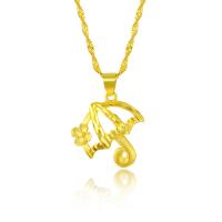 Brass Necklace, Umbrella, gold color plated, fashion jewelry & for woman, golden, nickel, lead & cadmium free, Length:45 cm, Sold By PC