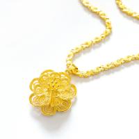 Brass Necklace, Flower, gold color plated, fashion jewelry & for woman, golden, nickel, lead & cadmium free, Length:45 cm, Sold By PC