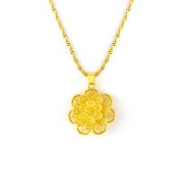 Ожерелья из латуни, Латунь, Форма цветка, плакирован золотом, ювелирные изделия моды & Женский, Золотой, не содержит никель, свинец, длина:45 см, продается PC
