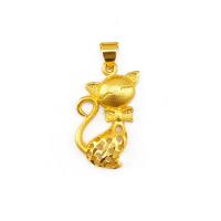 Brass Jewelry Pendants, Cat, gold color plated, DIY & for woman, golden, nickel, lead & cadmium free, 13x28mm, Sold By PC