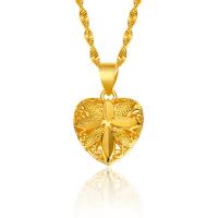 Ожерелья из латуни, Латунь, Сердце, плакирован золотом, ювелирные изделия моды & Женский, Золотой, не содержит никель, свинец, 14x16mm, длина:45 см, продается PC