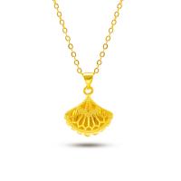 Brass Necklace, Fan, gold color plated, fashion jewelry & for woman, golden, nickel, lead & cadmium free, 22x17mm, Length:45 cm, Sold By PC
