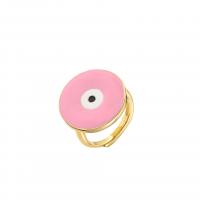 Bijoux Finger Evil Eye Anneau, laiton, Placage de couleur d'or, Réglable & pour femme & émail, plus de couleurs à choisir, 20x20mm, Vendu par PC