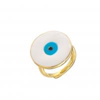 Evil Eye Schmuck Fingerring, Messing, goldfarben plattiert, Einstellbar & für Frau & Emaille, keine, 20x20mm, verkauft von PC