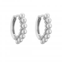 Cubic Zirconia Micro Pave Brass Earring plated & micro pave cubic zirconia & for woman & with plastic pearl Sold By Pair
