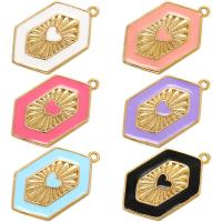 Brass Heart Pendants, gold color plated, enamel, more colors for choice, 23x13.50mm, Sold By PC