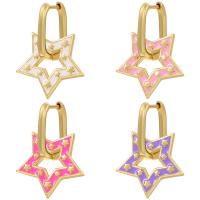 Brass Leverback Earring Star gold color plated for woman & enamel Sold By Pair