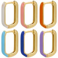 Messing Leverback Ohrring, goldfarben plattiert, für Frau & Emaille, keine, 11x15mm, verkauft von Paar