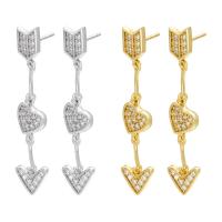 Cubic Zirconia Micro Pave Brass Earring, plated, micro pave cubic zirconia & for woman, more colors for choice, 37x7.50mm, Sold By Pair