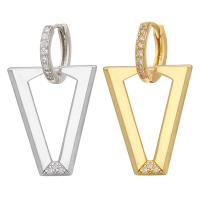 Cubic Zirconia Micro Pave Brass Earring, Triangle, plated, micro pave cubic zirconia & for woman, more colors for choice, 35x19.50mm, Sold By Pair