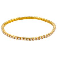 Messing-Armbänder, Messing, goldfarben plattiert, für Frau & mit Kunststoff-Perlen, Goldfarbe, Länge:200 Millimeter, verkauft von PC