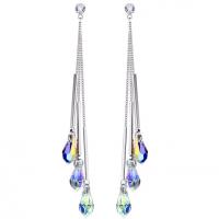 Fashion Fringe Earrings, Tibetan Style, with Crystal, platinum color plated, Korean style & for woman, 82mm, Sold By Pair