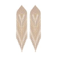 Fashion Fringe Earrings, Rhinestone, Geometrical Pattern, fashion jewelry & for woman, more colors for choice, 35x154mm, Sold By Pair