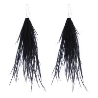 Fashion Fringe Earrings, Ostrich Feather, fashion jewelry & for woman, more colors for choice, 160mm, Sold By Pair