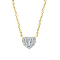 Cubic Zircon Micro Pave Brass Necklace with 1.97inch extender chain Heart plated oval chain & micro pave cubic zirconia & for woman nickel lead & cadmium free Length Approx 15.7 Inch Sold By PC