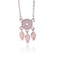 Thajsko Sterling Silver náhrdelník, Lapač snů, pro ženy & s drahokamu & dutý, více barev na výběr, 13x20mm, Délka Cca 15.75 inch, 3PC/Lot, Prodáno By Lot