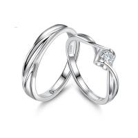 Couple Finger Rings, Thailand Sterling Silver, silver color plated, Adjustable & open & with rhinestone, 3PCs/Lot, Sold By Lot