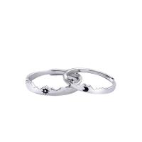 Pár prsteny, Thajsko Sterling Silver, barva stříbrná á, Nastavitelný & otevřeno & epoxy samolepky, 3PC/Lot, Prodáno By Lot