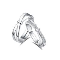 Пара кольца перста, Таиланд, плакирован серебром, Регулируемый & открыть & со стразами, 3ПК/Лот, продается Лот