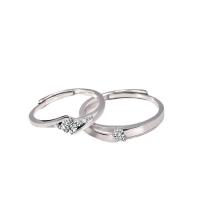Couple Finger Rings Thailand Sterling Silver silver color plated Adjustable & open & with rhinestone Sold By Lot
