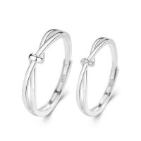 Couple Finger Rings Thailand Sterling Silver silver color plated Adjustable & open & with rhinestone Sold By Lot