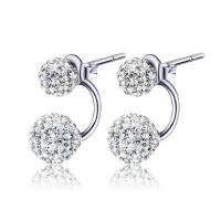 Thailand Sterling Silver Jewelry Earring platinum color plated for woman & with rhinestone 6mm 9mm Sold By Lot