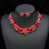 Rhinestone Jewelry Sets Stud Earring & necklace Zinc Alloy with 1.97inch extender chain 2 pieces & fashion jewelry & for woman & with rhinestone nickel lead & cadmium free 2.5*2.5cm Length Approx 15.75 Inch Sold By Set