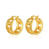 Brass Hoop Earring 18K gold plated fashion jewelry & for woman & hollow golden nickel lead & cadmium free Sold By Pair