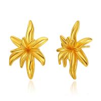 Brass Stud Earring, 18K gold plated, fashion jewelry & for woman, golden, nickel, lead & cadmium free, 30x20mm, Sold By Pair