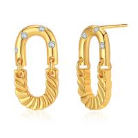 Cubic Zirconia Micro Pave Brass Earring 18K gold plated fashion jewelry & micro pave cubic zirconia & for woman & hollow golden nickel lead & cadmium free Sold By Pair