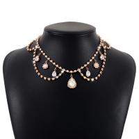 Zinc Alloy Jewelry Necklace plated fashion jewelry & for woman & with rhinestone nickel lead & cadmium free Length Approx 14.96-19.88 Inch Sold By PC