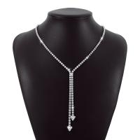 Zinc Alloy Jewelry Necklace plated fashion jewelry & for woman & with rhinestone nickel lead & cadmium free Length Approx 19.48 Inch Sold By PC