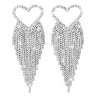 Fashion Fringe Earrings Zinc Alloy plated fashion jewelry & for woman & with rhinestone nickel lead & cadmium free Sold By Pair