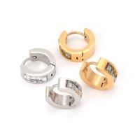 Titantium acciaio Huggie Orecchino ad anello, lucido, gioielli di moda & Micro spianare cubic zirconia & per la donna, nessuno, 12mm, Venduto da coppia