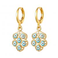 Evil Eye Earrings Brass real gold plated fashion jewelry & for woman nickel lead & cadmium free Sold By Pair