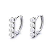 Brass Huggie Hoop Earring with Shell Pearl plated fashion jewelry & for woman nickel lead & cadmium free 9.8*3.2mm Sold By Pair