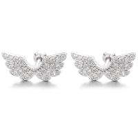 Brass Stud Earring Wing Shape plated fashion jewelry & for woman & with rhinestone nickel lead & cadmium free Sold By Pair