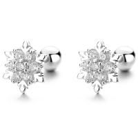 Cubic Zirconia Micro Pave Brass Earring Snowflake plated fashion jewelry & micro pave cubic zirconia & for woman nickel lead & cadmium free Sold By Pair