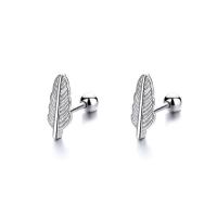 Brass Stud Earring, Feather, plated, fashion jewelry & for woman, more colors for choice, nickel, lead & cadmium free, 10x4.30mm, Sold By Pair