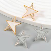 Tibetan Style Stud Earring, Star, gold color plated, fashion jewelry & for woman & enamel & with rhinestone, more colors for choice, 24x22mm, Sold By Pair